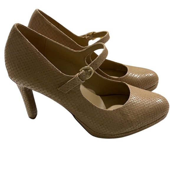 Naturalizer Womens 8.5 Talissa Pump Leather Tan Nude Almond Toe S10 - Picture 1 of 8